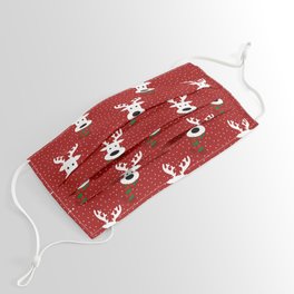 Reindeer in a snowy day (red) Face Mask