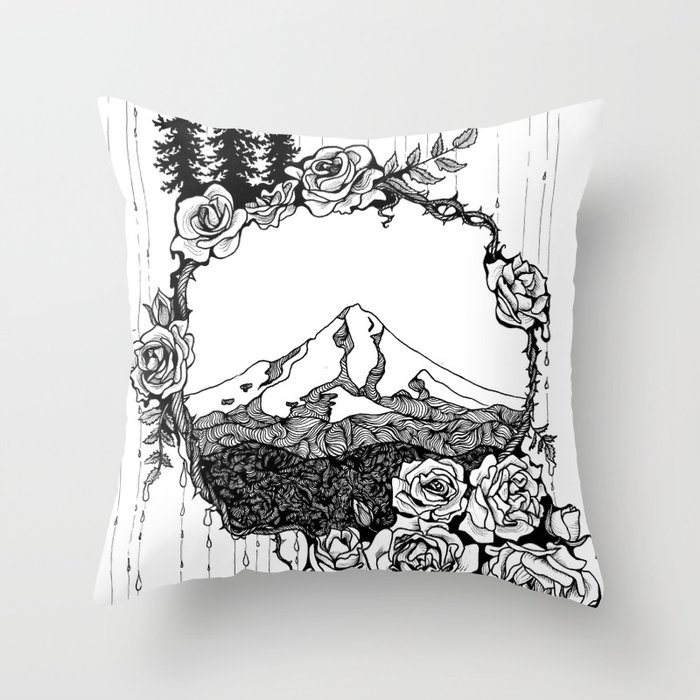 Rose City (B/W) Throw Pillow