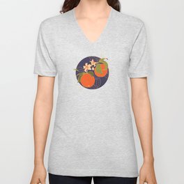 Orange Branch V Neck T Shirt