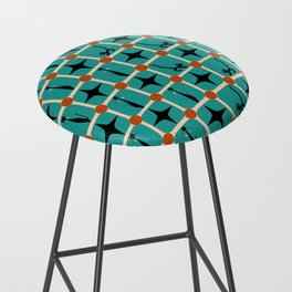 Mid-Century Modern Checkered Tiles Cats and Starburst Bar Stool