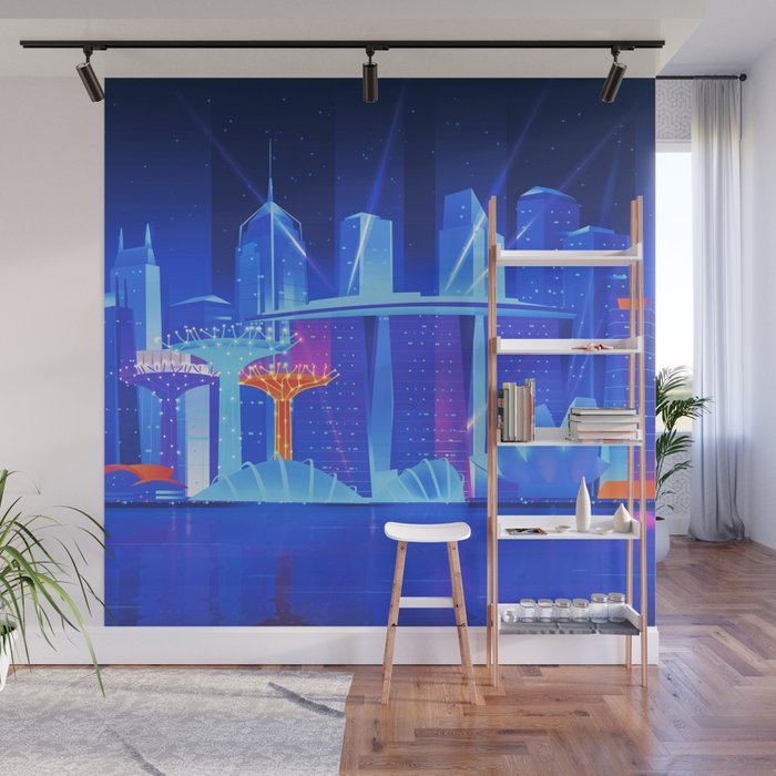 Synthwave Neon City 23 Singapore Wall Mural by Synthwave1950 Alex