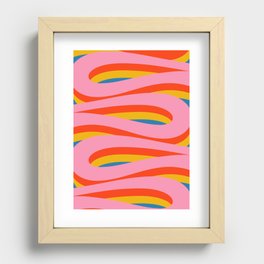 Pop Swirl Wavy Abstract Line Pattern in Colorful Bright Pink Orange Mustard Blue Recessed Framed Print