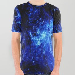 Dark Arctic Splash Black and Blue Abstract Artwork All Over Graphic Tee