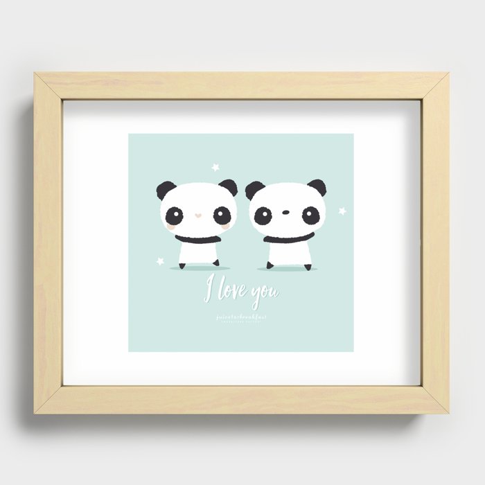 Panda in love Recessed Framed Print