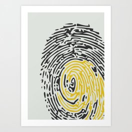 Abstract Fingerprint #1 Yellow Minimal Art Print