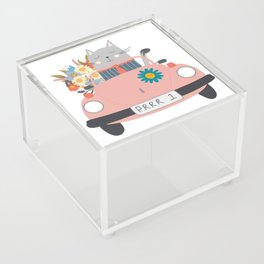 Romantic Cats with Flowers | Valentine Cats in Cars Acrylic Box