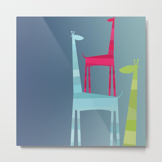 Giraffe Trio Metal Print