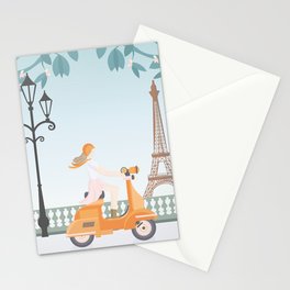 Scooter ride in Paris Stationery Card