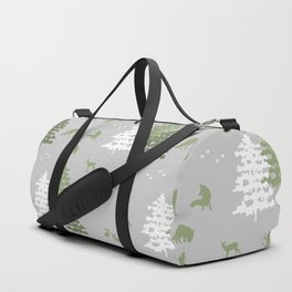 Woodland Forest Animals Sage Green Duffle Bag