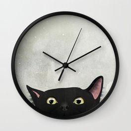 Curious Black Cat Wall Clock