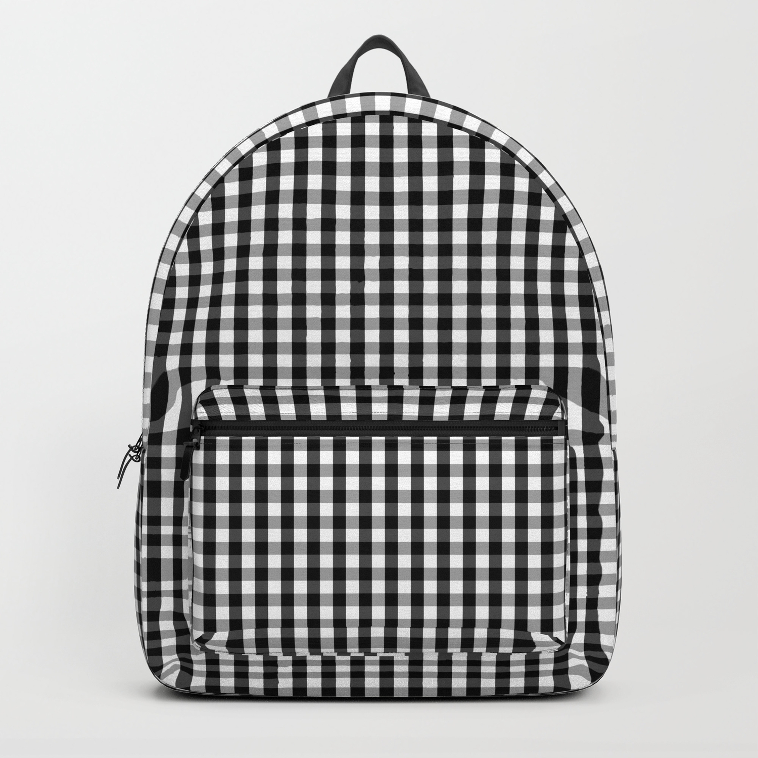 black and white check backpack