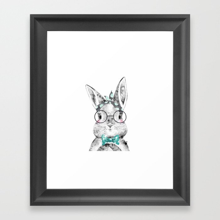 Bunny with Scarf and Bowtie Framed Art Print