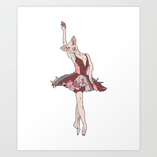 Pig Ballerina Tutu Art Print