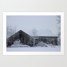 Winter Barn Scene Art Print