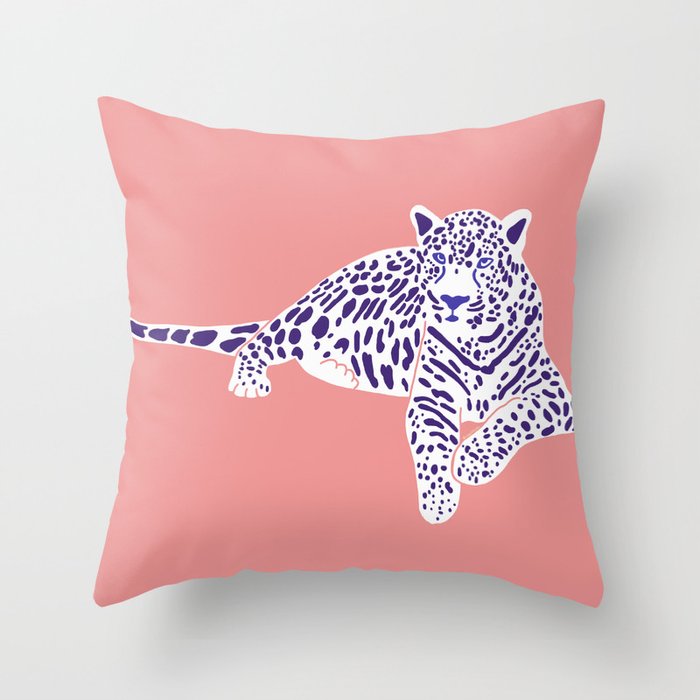 Jaguar - Pop pink Throw Pillow