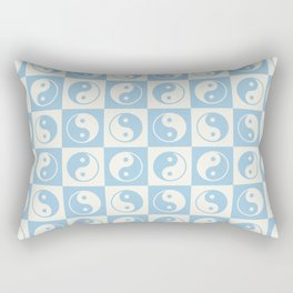 Checkered Yin Yang Pattern (Creamy Milk & Baby Blue Color Palette) Rectangular Pillow