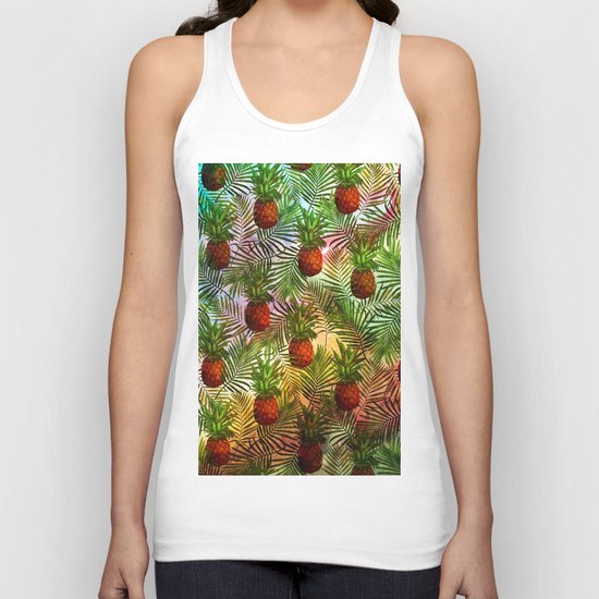 Pineapples - Tropical fruit watercolor illustration pattern Unisex Tank Top