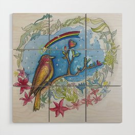 Rainbow Bird Wood Wall Art