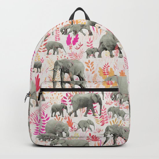 Sweet Elephants in Pink, Orange and Cream Backpack