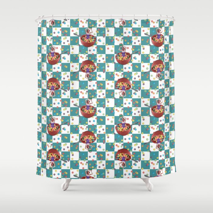 Cereal Bathing Beauty Pattern (blue) Shower Curtain