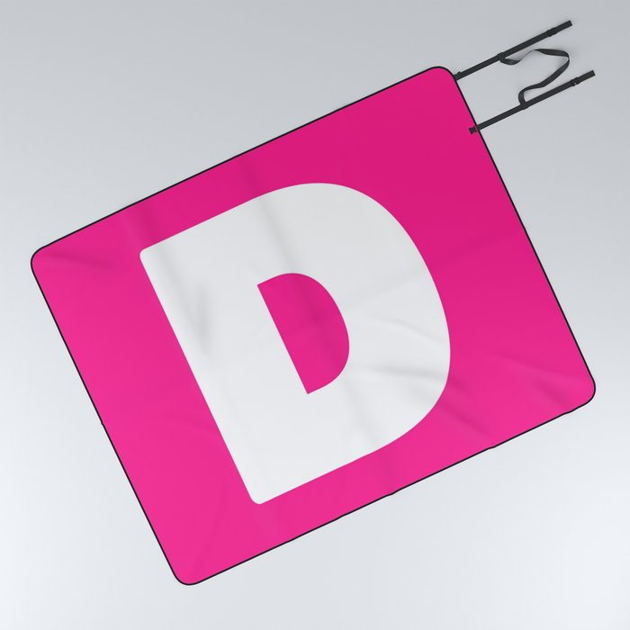 D (White & Dark Pink Letter) Picnic Blanket