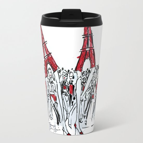A Paris Runway Fashion Illustration Travel Mug