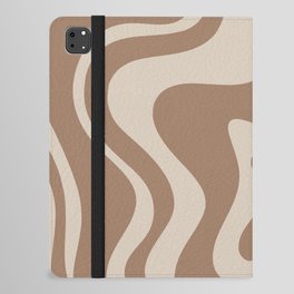 Liquid Swirl Contemporary Abstract Pattern in Chocolate Milk Brown and Beige iPad Folio Case