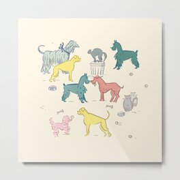 Retro Dogs and Cats Metal Print