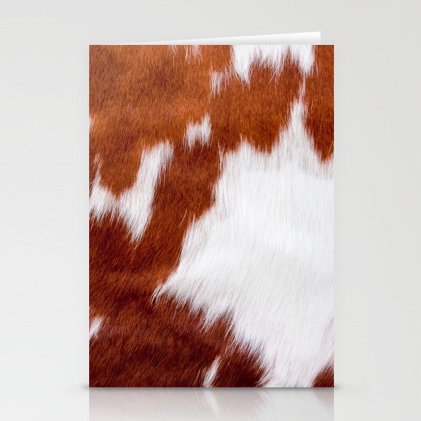 Brown Cowhide, Cow Skin Print Pattern, Modern Cowhide Faux Leather Stationery Cards