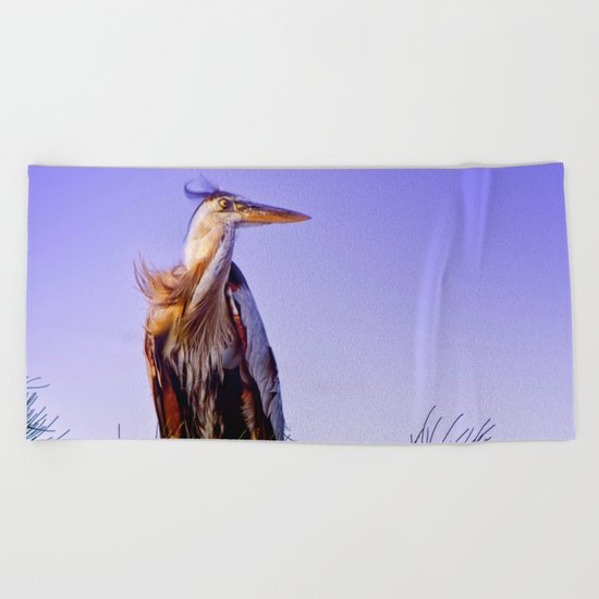 Great Blue Heron Beach Towel