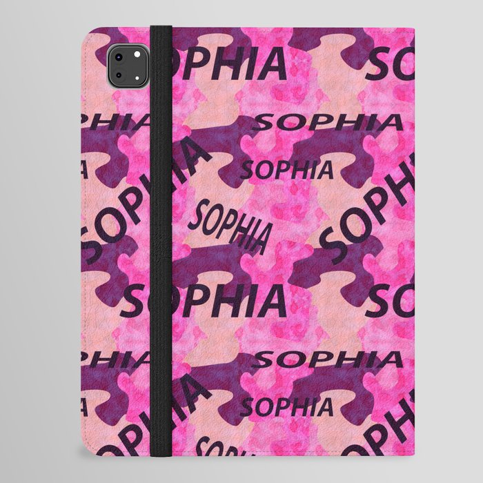 pattern with the name Sophia in pink colors and watercolor texture iPad Folio Case
