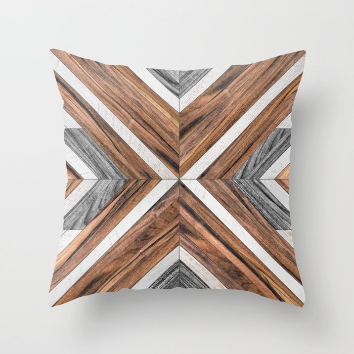 Urban Tribal Pattern No.4 - Wood Throw Pillow