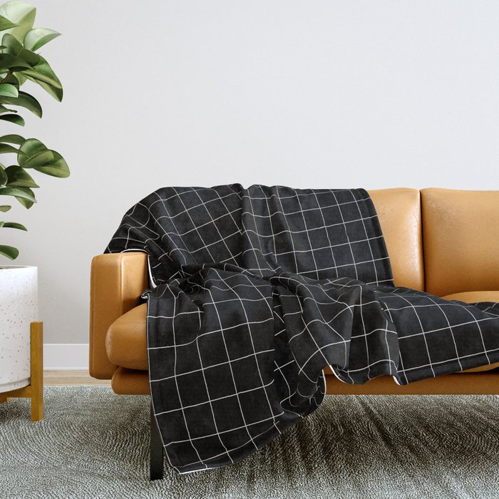 The Minimalist Black and White Grid Throw Blanket by Sun Moon