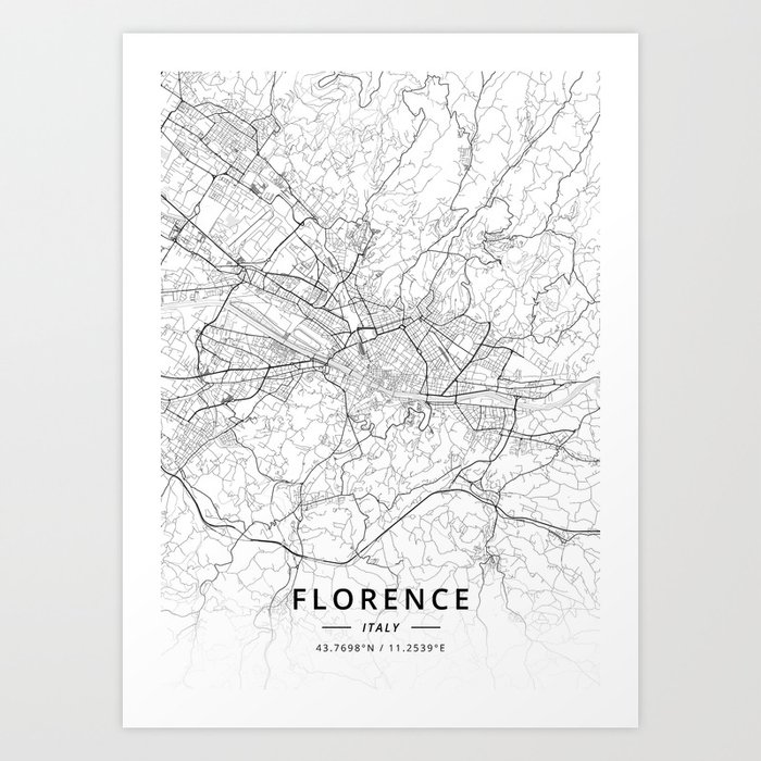 Florence, Italy - Light Map Art Print