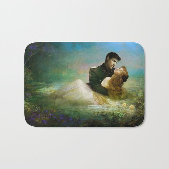 Love me tender - Sad couple in loving embrase in the lake Bath Mat