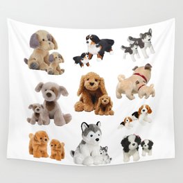 Puppy and Mommy Fluffy Dogs Wall Tapestry