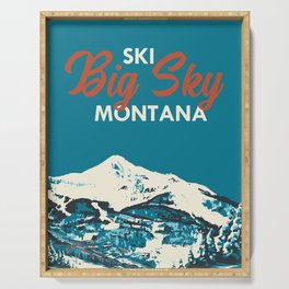 Ski Big Sky Montana Vintage Poster Serving Tray