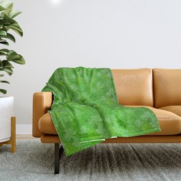 Green Silk Metallic Floral Modern Collection Throw Blanket