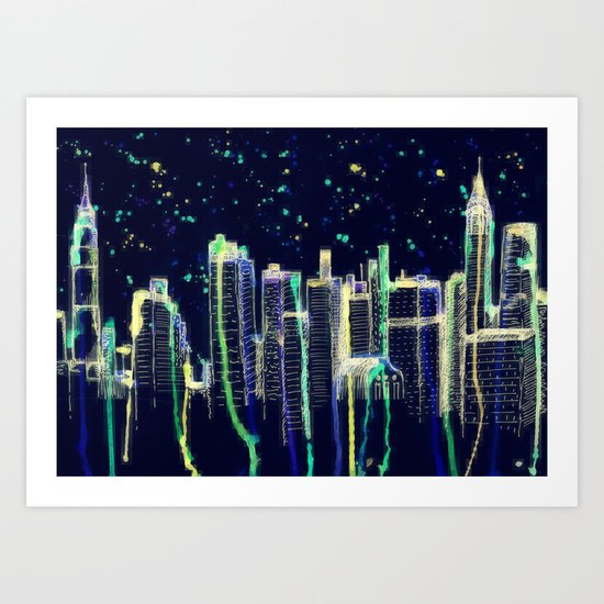 Dusk Falls Over Manhattan Art Print