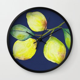 The Lemon branch - Navy Wall Clock
