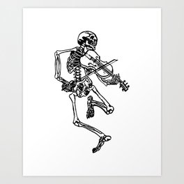Skeleton Playing Violin Art Print | Music, Violin, Black And White, Devil, Halloween, Dancing, Happy, Human, Dance, Bone 