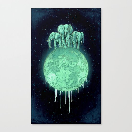elephants on moon (variant) mint Canvas Print