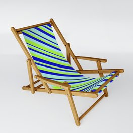 [ Thumbnail: Turquoise, Light Green, and Blue Colored Stripes Pattern Sling Chair ]