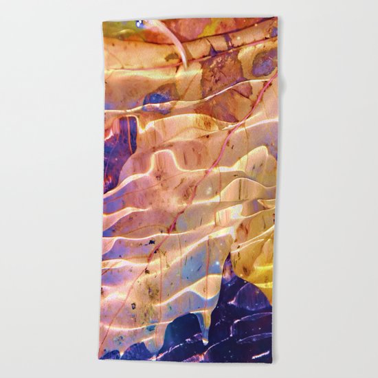 Fallen leaf in water Beach Towel