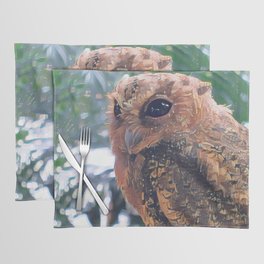 Small Cute Owl Closeup | Bird | Animal | Wildlife | Flying Creature | Nature Photography Art Placemat