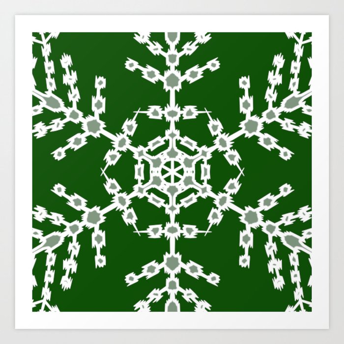 White snowflake on green Art Print