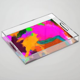 Muted Abstract Modern Clouds Pink Acrylic Tray