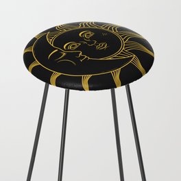 Sun and moon in retro style Counter Stool