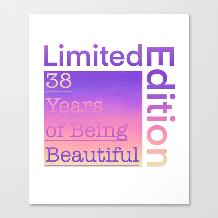 38 Year Old Gift Gradient Limited Edition 38th Retro Birthday Canvas Print