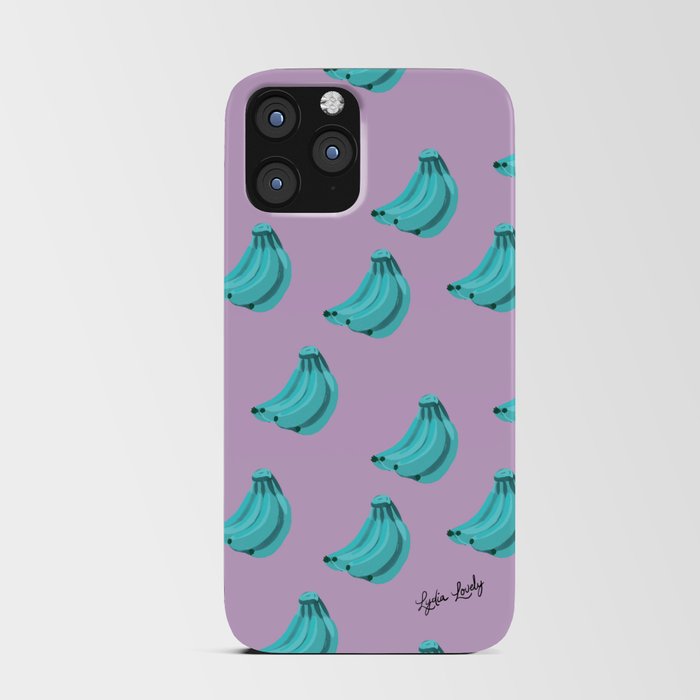 Banana teal- lilac background iPhone Card Case